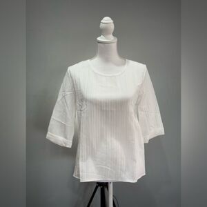 SALE! White Unbranded Basic Ribbed Blouse Size S NWT